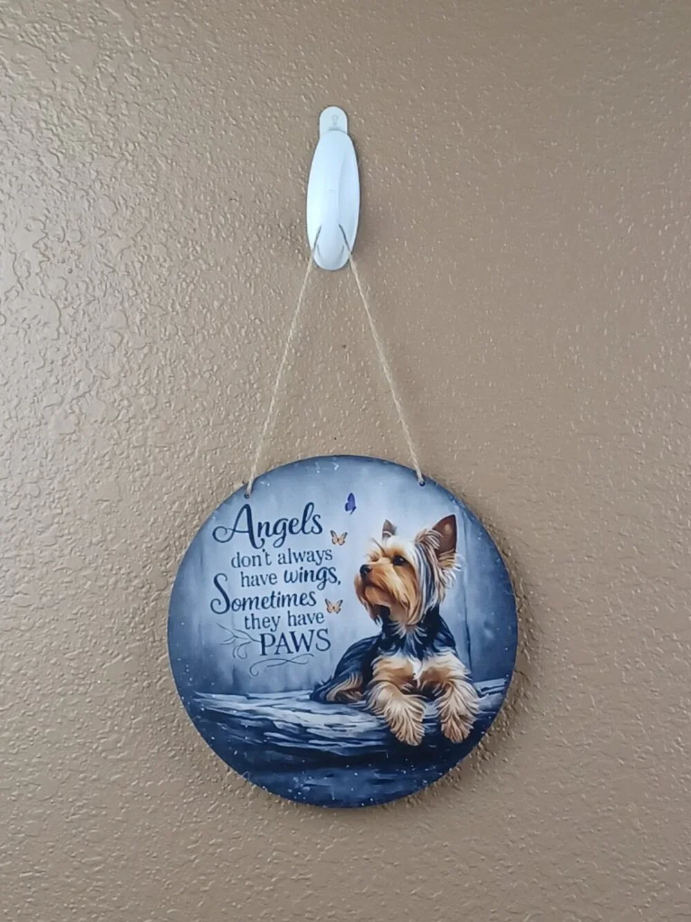 Yorkshire Terrier Angel Memorial Wood Plaque Angels Don't Always Have Wings Sign